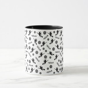 Witch on a Broom and Pentacles Mug