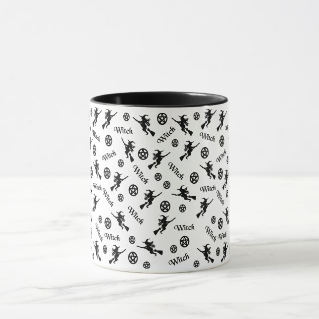 Witch on a Broom and Pentacles Mug (Center)