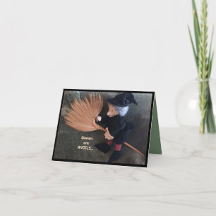 Witch on a Broom Humourous Card