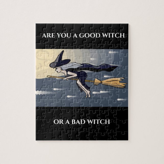 Witch on a broom puzzle. jigsaw puzzle (Vertical)