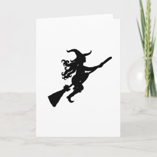 Witch on a Broom Silhouette Card
