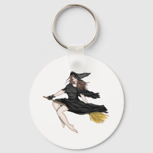 Witch on a Broomstick Key Ring