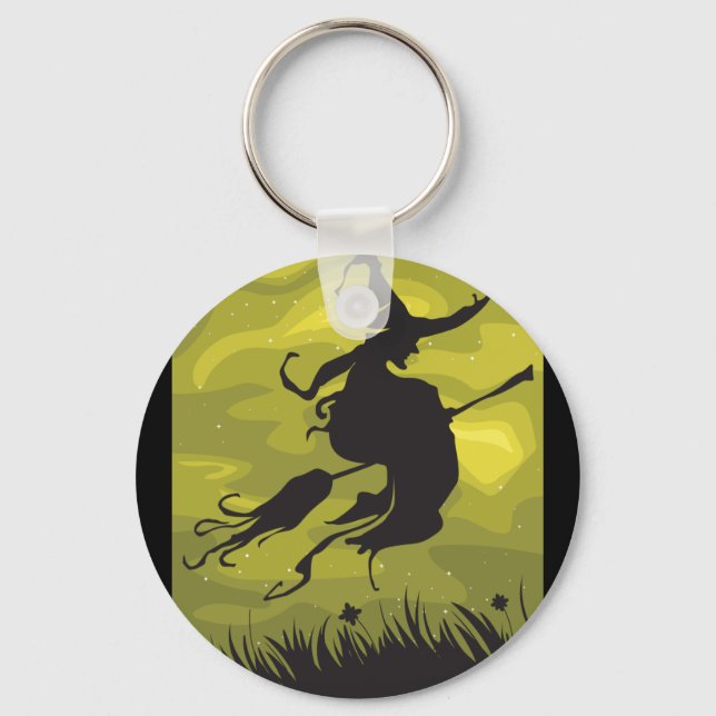Witch On A Broomstick Keychain (Front)