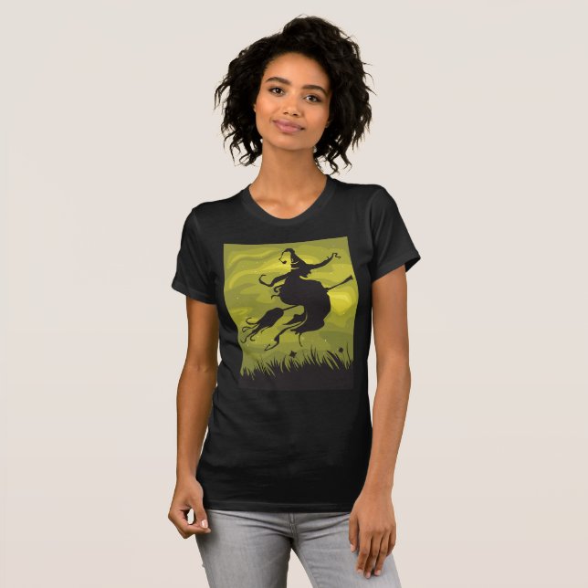 Witch On A Broomstick Womens T-Shirt (Front Full)