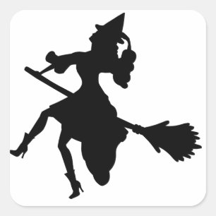 Witch on a Brromstick Square Sticker