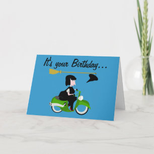 Witch on a Motor bike Birthday card