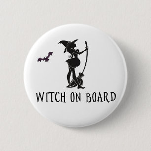 Witch On Board Pregnant Maternity Baby Shower 6 Cm Round Badge