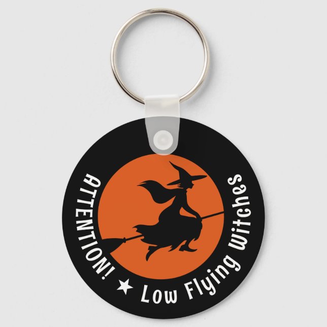 Witch on Broom Key Ring (Front)