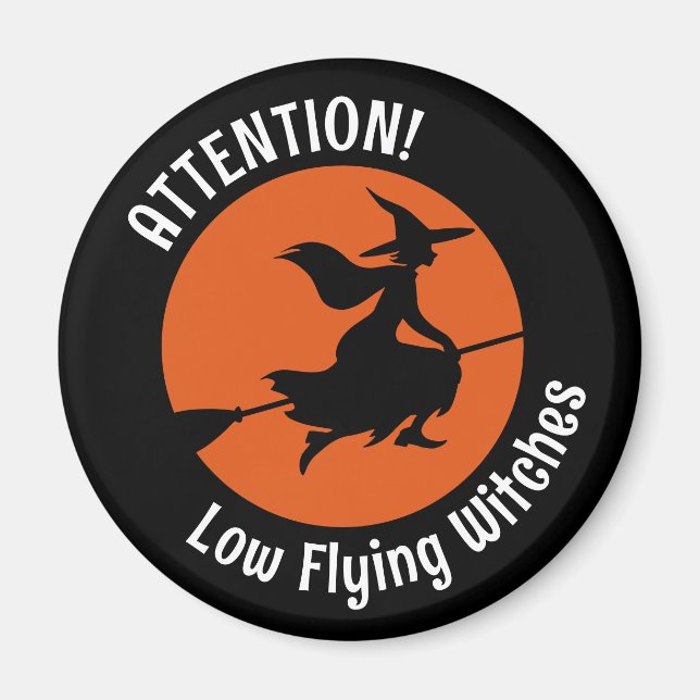 Witch on Broom Magnet (Front)