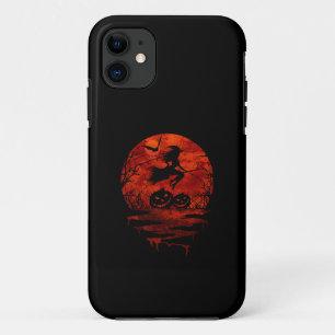 WITCH ON BROOM RED MOON iPhone 11 CASE