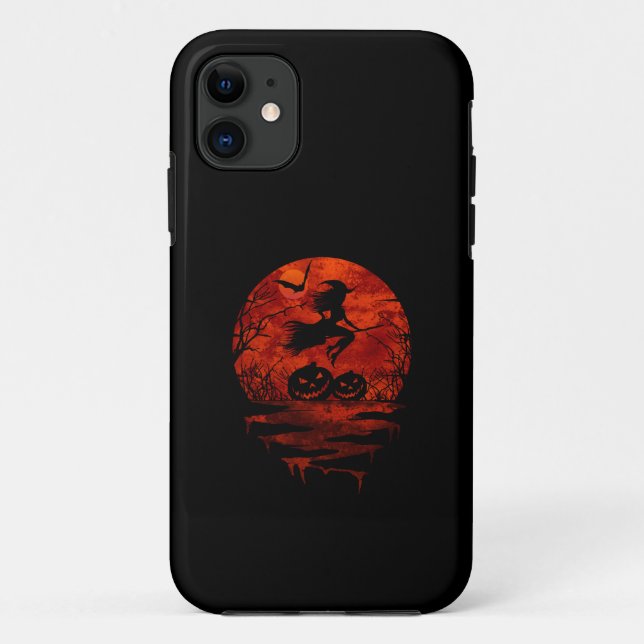WITCH ON BROOM RED MOON Case-Mate iPhone CASE (Back)