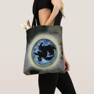 Witch On Broomstick Full Moon Tote Bag