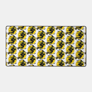 Witch On Broomstick Halloween Pattern Desk Mat