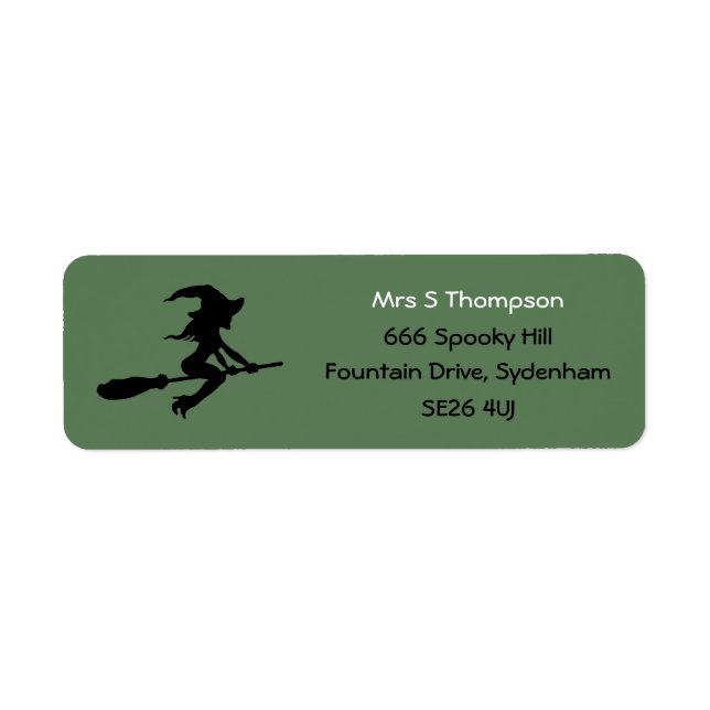 Witch On Broomstick Return Address Label (Front)
