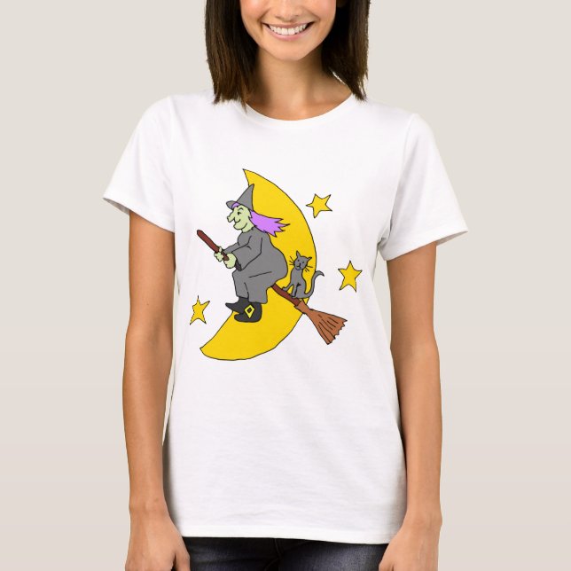Witch on Broomstick T-Shirt (Front)