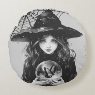 witch on round pillow