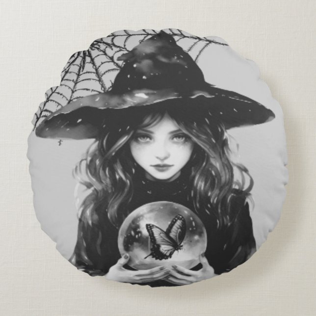 witch on round pillow (Front)