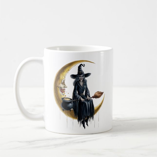Witch on the Moon  Coffee Mug (Left)