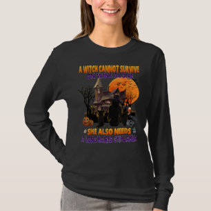 Witch On Wine She Needs A Chihuahua Dog Halloween T-Shirt
