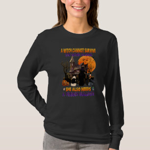 Witch On Wine She Needs A French Bulldog Dog Hallo T-Shirt