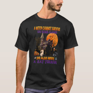 Witch On Wine She Needs A Rat Terrier Dog Hallowee T-Shirt