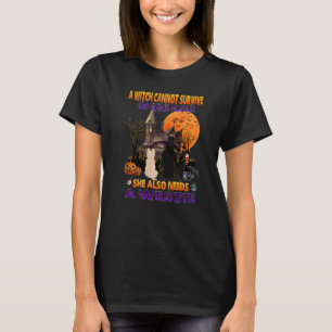 Witch On Wine She Needs A Westie Dog Halloween Cos T-Shirt