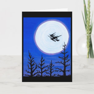 Witch over the Moon Halloween Greeting Card