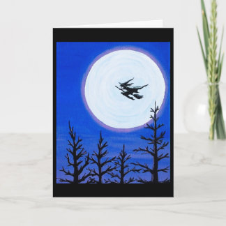 Witch over the Moon Halloween Greeting Card