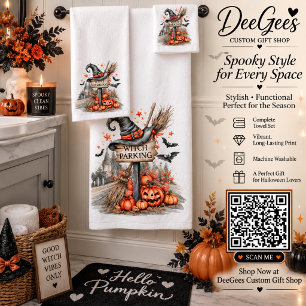 Witch Parking Halloween Bathroom Towel Set