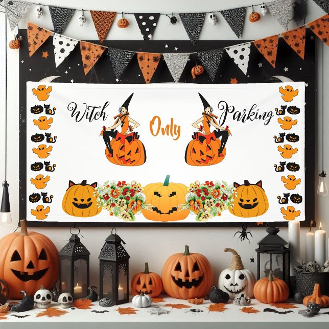 Witch Parking Only Halloween Jack O Lantern Spooky Banner (Witch Parking Only Halloween Jack O Lantern Spooky Banner)