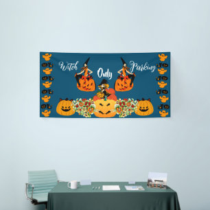 Witch Parking Only Halloween Jack OLantern Spooky Banner