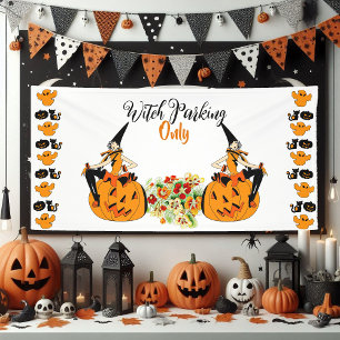 Witch Parking Only Halloween Pumpkins Ghost Spooky Banner