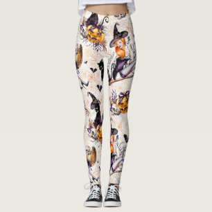 Witch Pattern Halloween Leggings