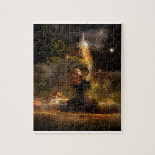Witch Performs Magic Circle Spells Jigsaw Puzzle