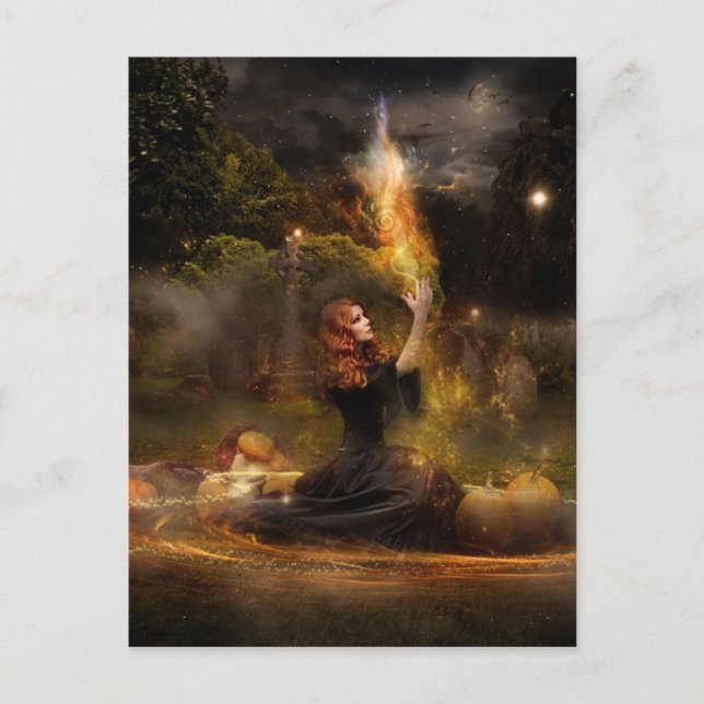 Witch Performs Magic Circle Spells Postcard (Front)