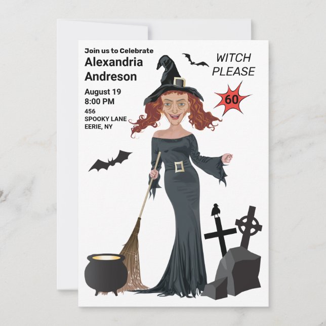 Witch Please 60th Birthday Womens New Funny  Invitation (Front)