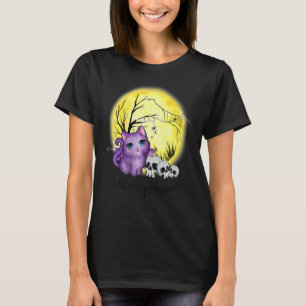 Witch Please Cute Cat With Spiderweb And Skulls Ha T-Shirt