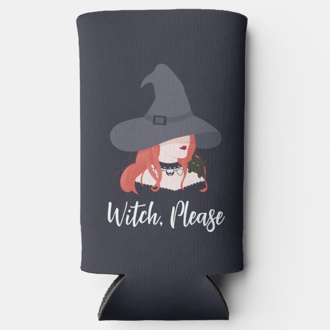 Witch Please Foam Slim Can Cooler (Front)