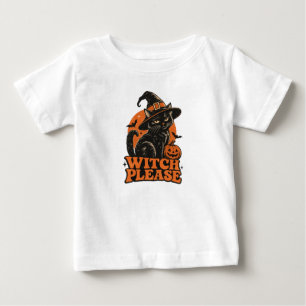 Witch Please Funny Cat Witch Halloween baby shirts