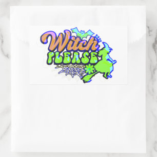 WITCH PLEASE  funny  halloween  Rectangular Sticker