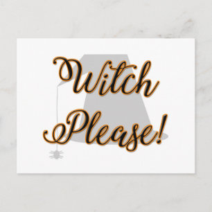 witch please funny halloween with hat postcard