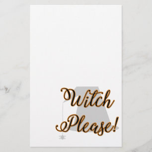 witch please funny halloween with hat stationery