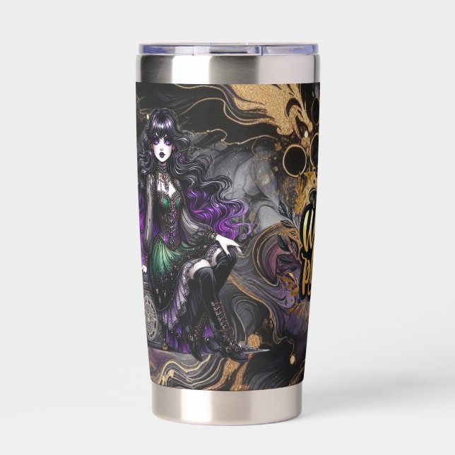 Witch Please! Gothic Pagan Witch Halloween Fantasy Insulated Tumbler (Front)