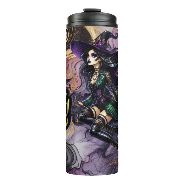 Witch Please! Gothic Pagan Witch Halloween Fantasy Thermal Tumbler (Front)