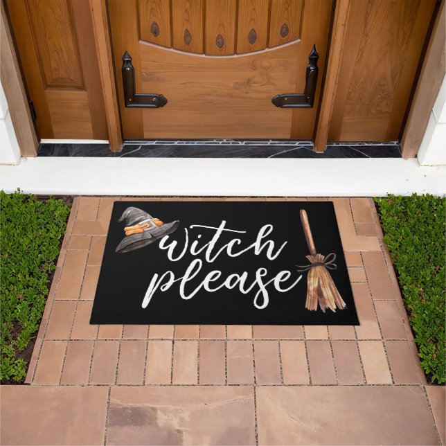 Witch Please Halloween Black Doormat (Outdoor)