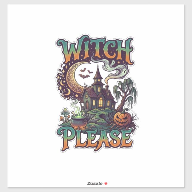 Witch Please Haunted House Crescent Moon Cauldron  (Sheet)