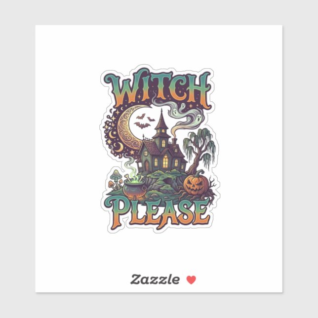 Witch Please Haunted House Crescent Moon Cauldron  (Sheet)