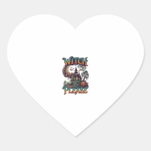 Witch Please Haunted House Crescent Moon Cauldron Heart Sticker