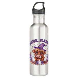 Witch Please Highland Cow Halloween 710 Ml Water Bottle