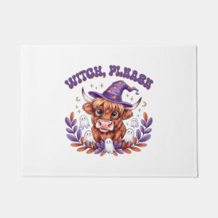Witch Please Highland Cow Halloween Doormat